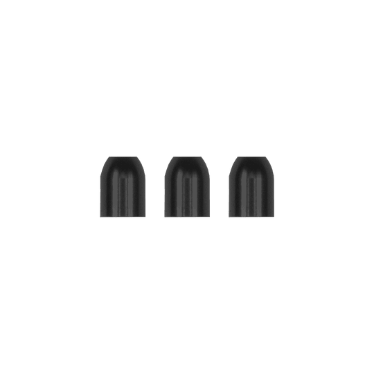 LCR-BK_L-Style_Premium_Metall_Champagne_Ringe_Schwarz_1 Das Bild zeigt drei schwarze Metallringe des Produkts „L-Style Premium Metall Champagne Ringe“. Sie sind in einer Reihe nebeneinander angeordnet.