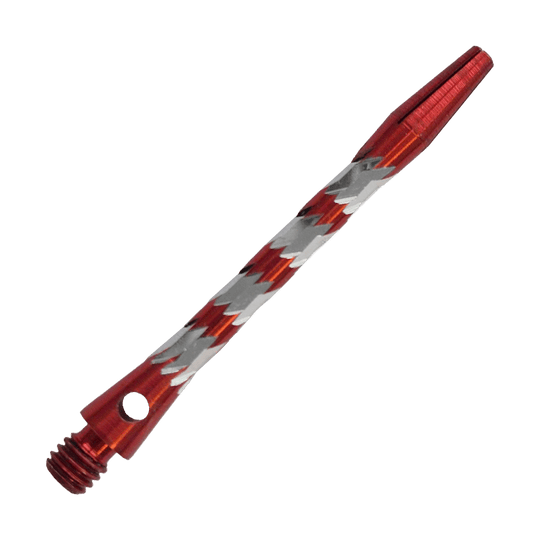 Hliníkové shafty Bulls NL Minor - červené - 46 mm Bulls NL Minor Aluminium Shafts in Rot, 46 mm lang. Abgebildet ist ein roter Aluminiumschaft für Dartpfeile.