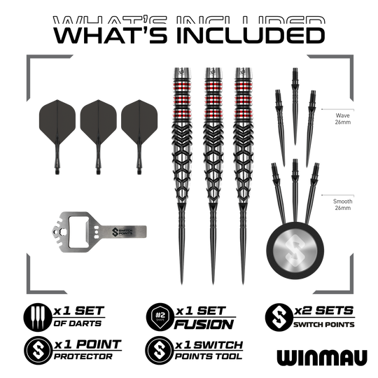 Přepínací body pro torpéda Winmau Fornax, ocelové šipky Abgebildet sind die Winmau Fornax Torpedo Switch Points Steeldarts. Sie zeichnen sich durch ihr innovatives Design und hochwertige Verarbeitung aus.