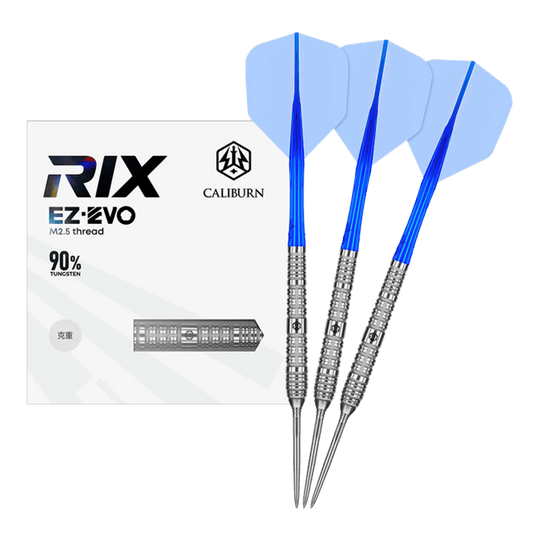 Ocelové šipky Caliburn Rix EZ-EVO R4 Das Foto zeigt die Caliburn Rix EZ-EVO R4 Steeldarts in voller Ansicht. Die Darts sind modern gestaltet und für professionelle Spieler geeignet.