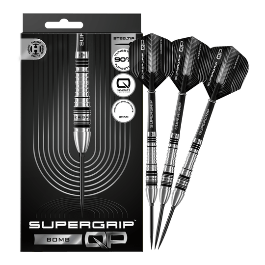 Harrows Supergrip Bomb Quick Point ocelové šipky Abgebildet sind die Harrows Supergrip Bomb Quick Point Steeldarts in voller Länge. Sie eignen sich ideal für ambitionierte Dartspieler.