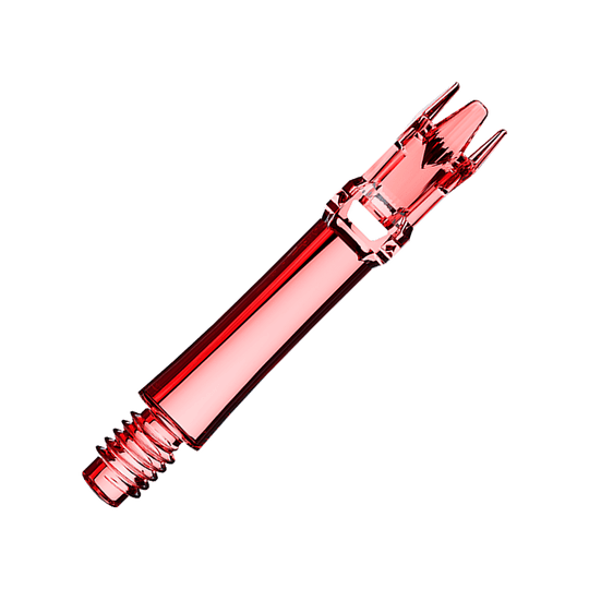 Náhradní hřídele L-Systém - čirá červená Das Bild präsentiert zwei rote transparente Ersatzshafts. Die Shafts liegen parallel.
