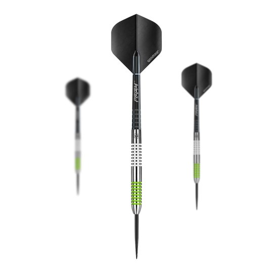 Ocelové šipky Winmau Ton Machine Die Winmau Ton Machine Steeldarts als Set sind zu sehen. Dieses Produkt enthält mehrere Dartpfeile für das Spiel.
