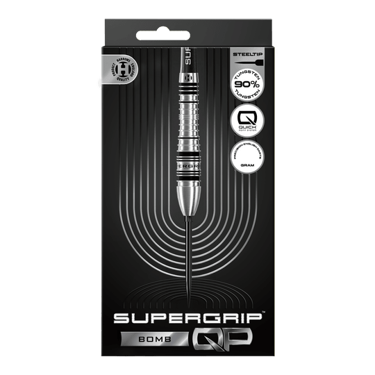 Harrows Supergrip Bomb Quick Point ocelové šipky Gezeigt werden die Harrows Supergrip Bomb Quick Point Steeldarts. Das Produkt bietet hohe Kontrolle und Stabilität beim Wurf.