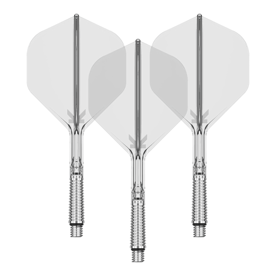 Standardní letky Target K-Shift No2 – Vymazat Hier sieht man ein Set von Target KShift No2 Standard Flights in transparenter Optik mit 33mm Länge. Dieses Set ist für Dartpfeile gedacht.