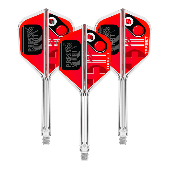 Das Bild stellt ein Set Flights für Darts dar, genannt 410584 Target K-Flex PressStart No6 33mm. Es ist ein Ersatzteil für Dartpfeile.