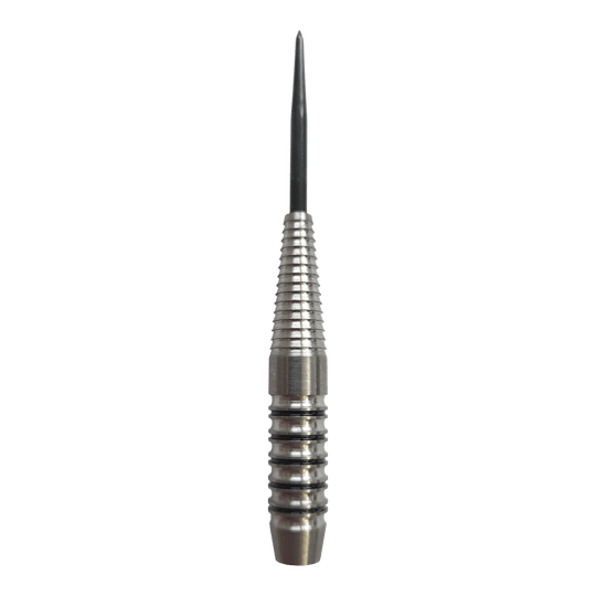 Ocelové hlavice na šipky McDart Black Ring Shark - 24g Das Bild zeigt die McDart Black Ring Shark Steeldart-Barrels mit einem Gewicht von 24g. Die Oberfläche ist besonders griffig gestaltet.