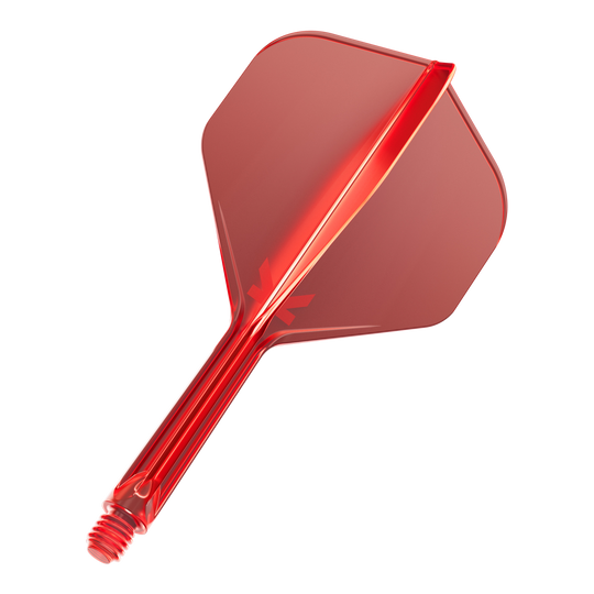 Standardní letový systém Target K-Flex No2 - červený Dies ist ein rotes Dartflight mit einem integrierten Schaft. Das Material sieht durchsichtig und stabil aus.