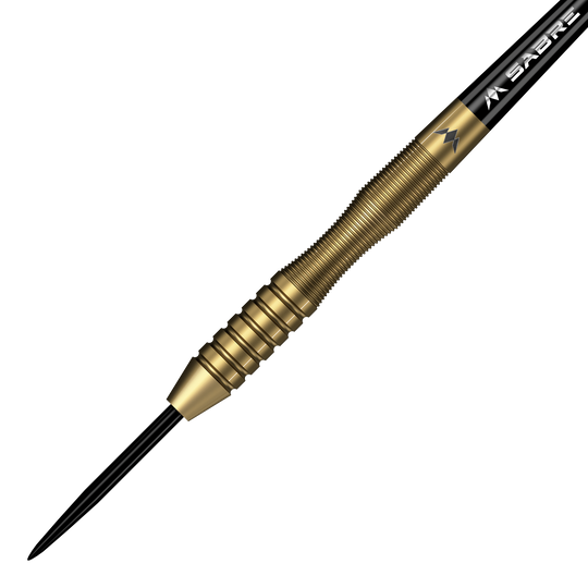 Šipky Mission Viktor Tingstrom Gold Steel - 22g Mission Viktor Tingstrom Gold Steeldarts - 22g, das Produkt aus einer anderen Perspektive. Die goldenen Steeldarts sind detailliert abgebildet.