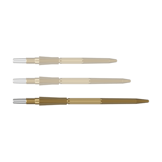 Das Bild zeigt eine goldene Dartspitze in der Länge 42 mm. Die Dartspitze ist von Target Elysian Archetype 43 SwissPoint.