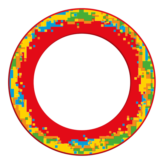 Obložení terče McDart Pixel Dargestellt ist ein roter Dartboard-Surround. Das Produkt schützt die Wand rund um die Dartscheibe.