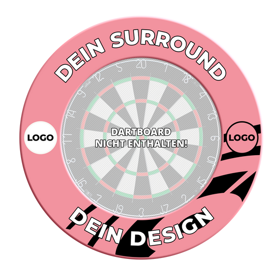 Obložení terče s vaším designem Abgebildet ist ein pinkfarbenes Dartboard-Surround. Dieses Zubehör schützt die Wand beim Dartspielen und sieht modern aus.