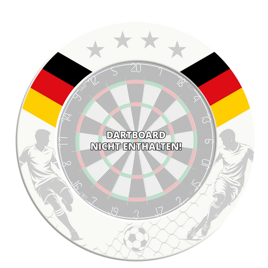 Obložení terče McDart na fotbal Hier ist das McDart Fußball Dartboard Surround abgebildet. Es handelt sich um eine Schutzumrandung für ein Dartboard.