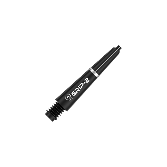 BS55081_Bulls_B-Grip-2_SL_Shafts_Schwarz_28mm_2 Das Bild zeigt einen schwarzen Bulls B-Grip-2 SL Shafts. Auf dem Schaft ist der Schriftzug "GRIP-2" deutlich sichtbar.