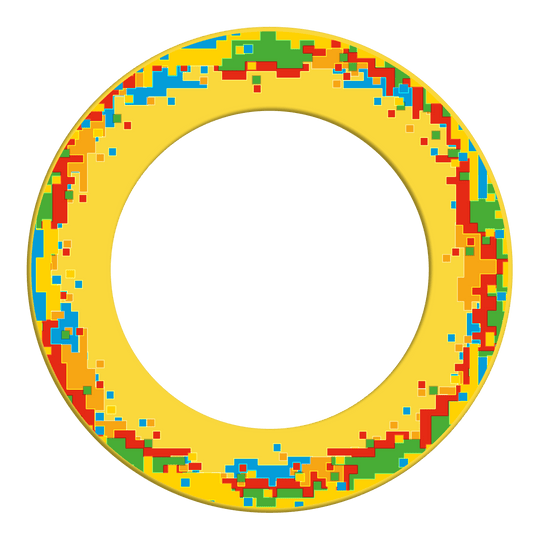 Obložení terče McDart Pixel Hier wird die McDart Pixel Dartboard-Surround in Gelb dargestellt. Das Zubehör eignet sich zum Schutz und zur Verschönerung des Dartboards.
