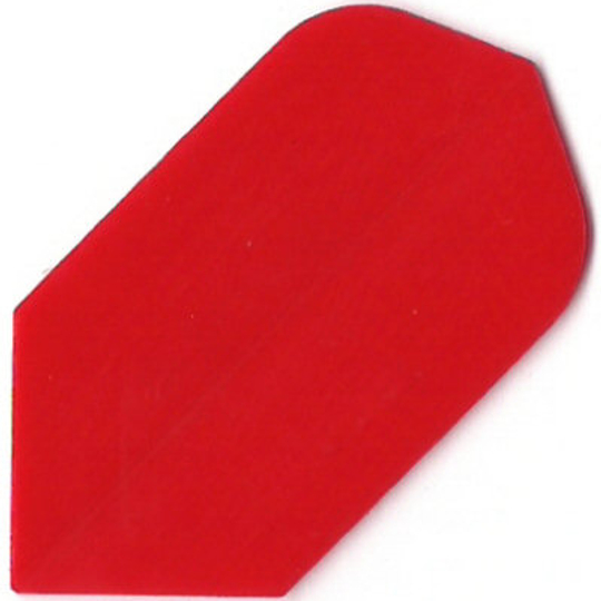 pr6 Das Bild zeigt ein rotes Dartflight mit einer einfachen, einfarbigen Oberfläche. Es handelt sich um das Produkt "Poly-Plain Flights PR6".