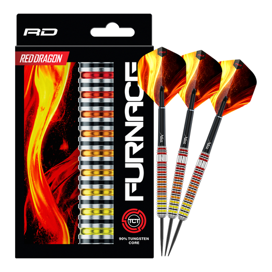 Ocelové šipky Red Dragon Furnace Auf dem Bild sind die Red Dragon Furnace Steeldarts vollständig abgebildet. Das Produkt wird in seiner Gesamtheit präsentiert.