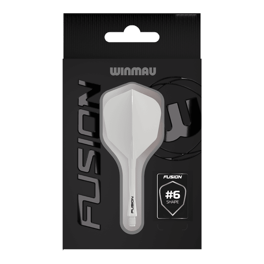 Letka Winmau Fusion System No.6 Solid White Das Bild zeigt das Winmau Fusion Flight-Shaft-System No6 Solid White. Es handelt sich um ein weißes Dart-Zubehör.
