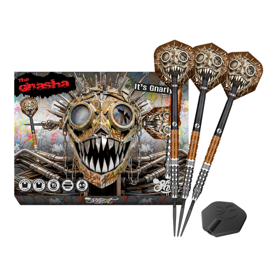 Ocelové šipky Shot Gnarly Gnasha Turbo Point - 23g Dieses Bild stellt die Shot Gnarly Gnasha Turbo Point Steeldarts mit 23g vollständig dar. Das Set ist ideal für Dart-Liebhaber.