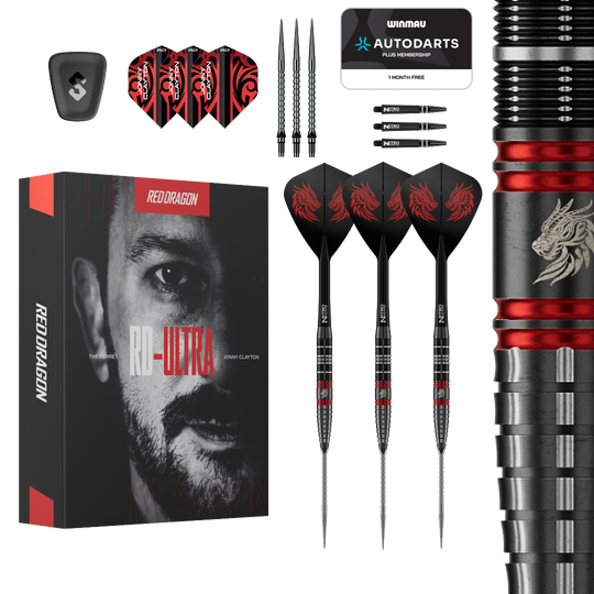 Ocelové šipky Red Dragon Jonny Clayton RD-ULTRA Switch Point - 22g Auf dem Bild ist das Produkt Red Dragon Jonny Clayton RD-ULTRA Switch Point Steeldarts - 22g zu sehen. Die Steeldarts befinden sich vor einem weißen Hintergrund.