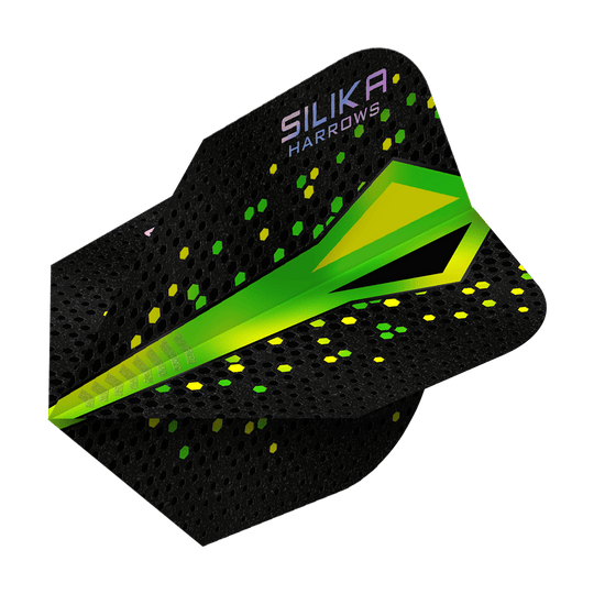Harrows Silika Colourshift Tough Crystalline Coating Green No6 Flights Hier werden die Harrows Silika Colourshift Tough Crystalline Coating No6 Flights gezeigt. Das Produkt weist eine markante Optik auf.