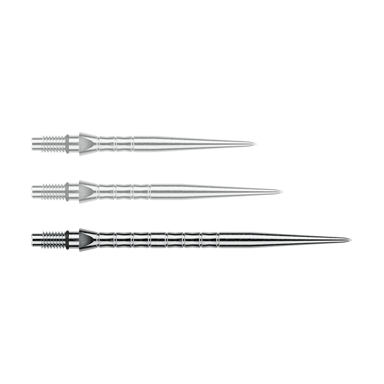 Ocelové hroty šipek Winmau Switch Point Wave - stříbrný efekt Ein Bild des Dateinamens Winmau_Switch_Point_Wave_Silver_Effect_Steeldartspitzen_40mm_1. Es zeigt wahrscheinlich silberne Steeldartspitzen mit Wave-Effekt, 40 mm lang.