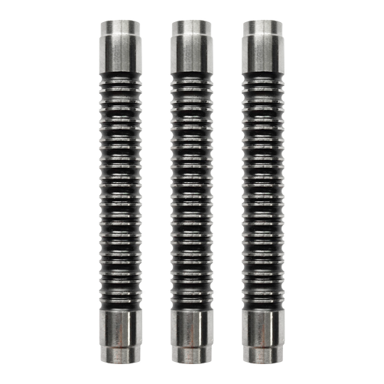 McDart Super Grip 4 90% měkké hlavně na šipky Das Bild zeigt drei McDart Super Grip 4 90% Softdart-Barrels. Die Barrels sind silbern und haben eine stark geriffelte Oberfläche für besseren Halt.