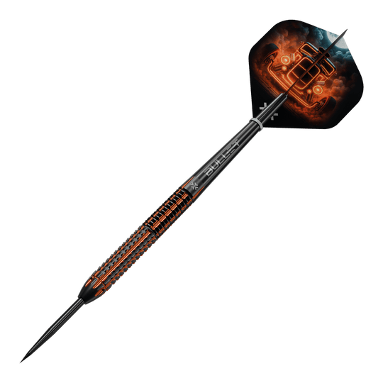 Ocelové šipky Bullet Hotrod Bullet Hotrod Steeldarts werden abgebildet. Der Fokus liegt auf einem Dartpfeil aus der Produktreihe.