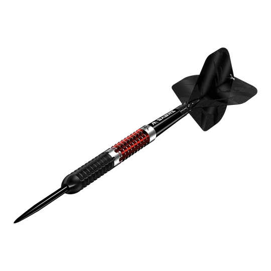 Šipky Mission Llew Bevan Černočervené elektro ocelové - 23g Mission Llew Bevan Black Red Electro Steeldarts - 23g. Moderne Steeldarts in Schwarz und Rot mit 23 Gramm Gewicht.
