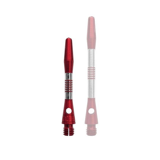 Hliníkové šachty Bulls NL Cetra - červené Bild zeigt rote Aluminium Shafts mit einer Länge von 34 mm. Es handelt sich vermutlich um Zubehör für Darts.