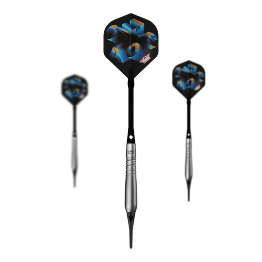 Šipky Bulls NL Chaos Blue Soft - 19g Abgebildet ist ein Set Bulls NL Chaos Blue Softdarts mit 19g. Die Softdarts sind blau und werden als komplettes Set präsentiert.
