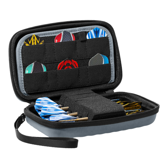 Pouzdro na šipky Bulls Orbis XL - šedé Das Bild zeigt das Bulls Orbis XL Dartcase in der Farbe Grau. Dieses Etui bietet viel Platz für Dartzubehör.