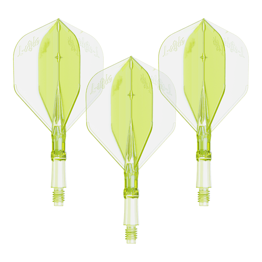 Světla L-Systém L - neonově žlutá Das Bild zeigt ein Set von Flights für Dartpfeile in Neon-Gelb, kleine Größe. Geeignet für das L-Style L-System.