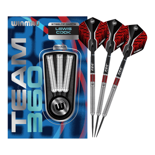 Šipky Winmau Team 360 Lewis Cook ocelové - 23g Hier sehen Sie Winmau Team 360 Lewis Cook Steeldarts - 23g. Das Produkt wird in seiner vollständigen Länge präsentiert.