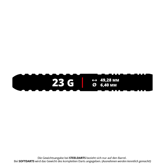 Gezeigt werden die Winmau Team 360 Ben Townley Steeldarts mit einem Gewicht von 23g. Das Produkt wird deutlich abgebildet.