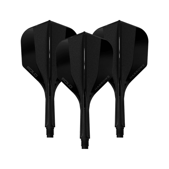 Systém letmých hřídelí Harrows Solo No6 - černý Hier sieht man ein Harrows Solo No6 Flight Shaft System in Schwarz, 20mm, 1 Set. Das Produkt wird aus der Seitenperspektive gezeigt.