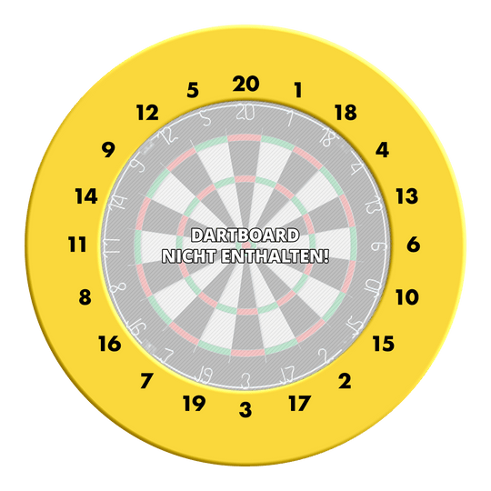 Obložení terče s HD čísly - vlastní barvy Abgebildet ist ein gelber Dartboard-Zahlensurround mit HD-Zahlenring. Der Dateiname ist MSF-X6G_HD_Zahlen_Dartboard_Surround_EigeneFarben_Gelb_3.