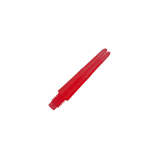 L-tvarované L-hřídele, zajištěné rovné - červené Dies ist ein roter, gerader Dart-Schaft aus Kunststoff. Er hat ein Schraubgewinde an einem Ende und ist 26 mm lang.