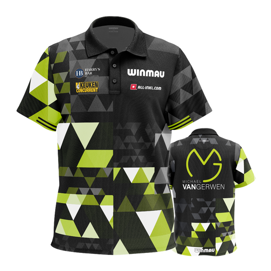 Polo tričko Winmau Michael Van Gerwen fan edition Das Bild stellt das Winmau Michael Van Gerwen Fan-Edition Poloshirt dar. Es ist ein spezielles Fan-Shirt im Stil von Michael Van Gerwen.