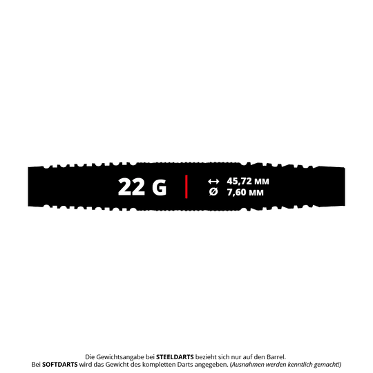 Das Foto zeigt die Red Dragon Amp Torpedo Softdarts mit einem Gewicht von 22g. Diese Softdarts überzeugen durch ihr torpedoförmiges Design.