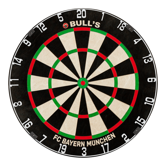 Ocelová šipka na šipky Bulls FC Bayern Mnichov Auf dem Foto ist das Bulls FC Bayern München Bristle Steeldartboard zu sehen. Diese Dartscheibe ist mit dem Branding des FC Bayern München gestaltet.