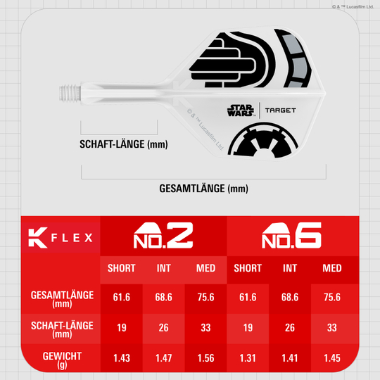 Standardní letky Target Star Wars K-Flex Stormtrooper No2 Target Star Wars K-Flex Stormtrooper No6 Flights Hochwertige Dart-Flights mit Stormtrooper-Design. Perfekt für Star Wars Fans und Dartsportler.