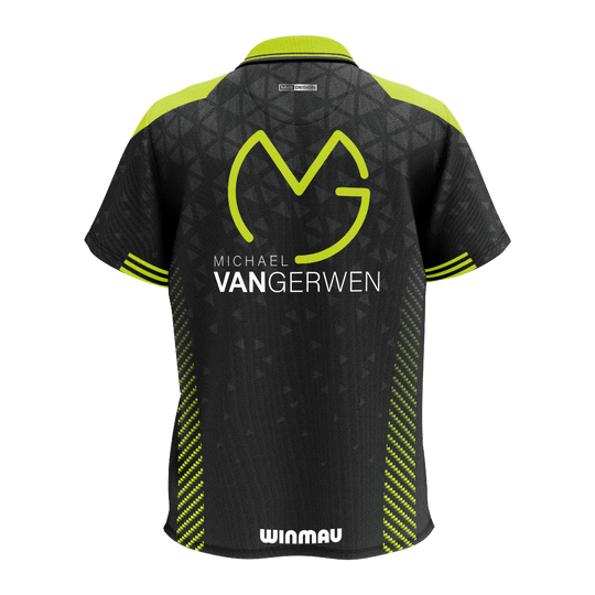 Polo tričko Winmau Michael Van Gerwen Stage Das Bild zeigt das Winmau Michael Van Gerwen Stage Poloshirt. Es ist ein Poloshirt im Design von Michael Van Gerwen.