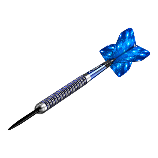 Ocelové šipky Mission ION Blue Silver Mission ION Blue Silver Steeldarts werden präsentiert. Die Darts haben ein auffälliges blau-silbernes Design.