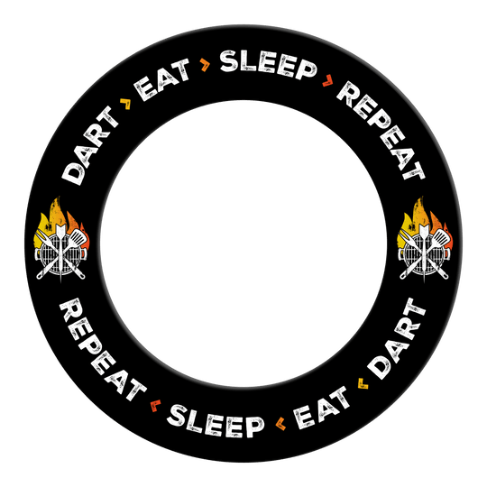 Obklopující terč McDart - Dart Eat Sleep Repeat Abgebildet ist ein Produkt mit dem Namen MSF-I1_McDart_Dartboard_Surround_Dart_Eat_Sleep_Repeat_Schwarz_2. Das Bild zeigt Details und Gestaltung dieses Artikels.