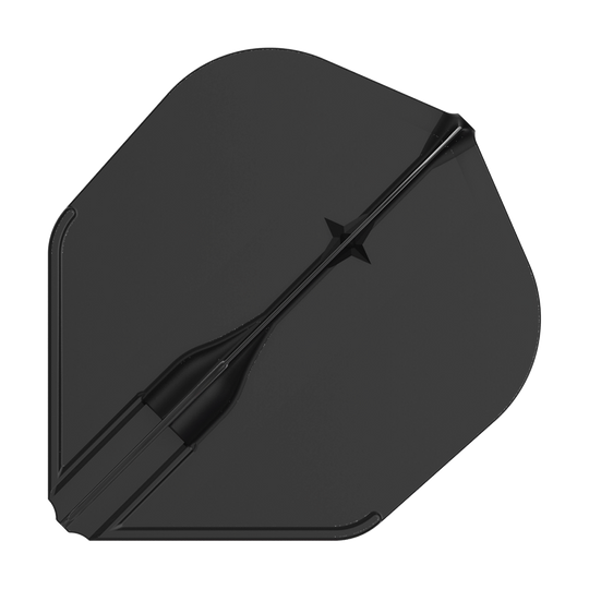 Lety L-L-Style3EZ Das Bild zeigt ein schwarzes Dart-Flight in Standardform. Es hat ein schlichtes, einfarbiges Design ohne weitere Muster.