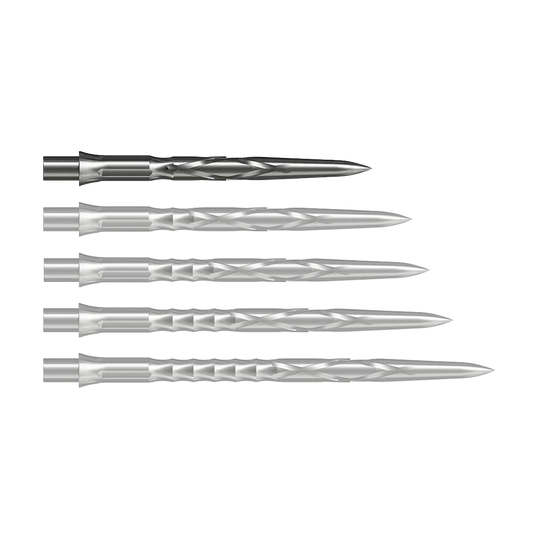 Ocelové hroty na šipky Caliburn System - HAN G2 - Stříbrné Abgebildet ist eine silberne Steeldartspitze vom Typ Caliburn Evo System HAN G2 in 28 mm Länge. Sie eignet sich für den Einsatz bei Steeldarts.