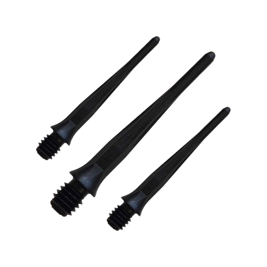 Měkké hroty na šipky Caliburn 2BA, černé - balení 50 kusů Zu sehen ist ein Set der Caliburn 2BA Softdartspitzen Schwarz im 50er Pack. Diese Spitzen bieten zuverlässigen Halt für Dartspieler.