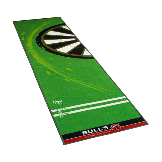 67809_Bulls_Carpet-Mat_120_Green_1 Bulls Carpet-Mat Teppich 120 zusammengerollt dargestellt. Der Teppich hat kontrastreiche Linien.
