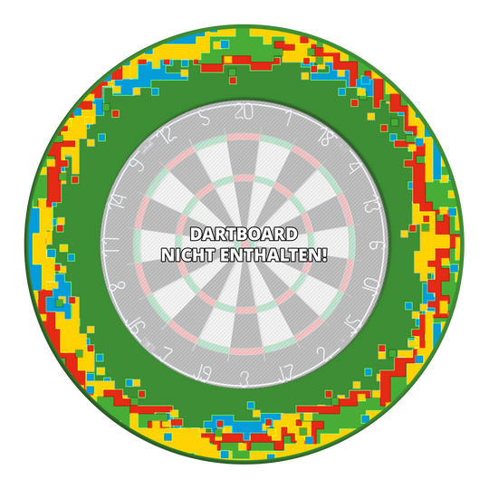 Obložení terče McDart Pixel Mehrere Dartboard-Surrounds mit Mosaikstrukturen sind übereinander sortiert. Die Oberfläche bleibt glatt.